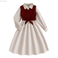 thumbnail image 1 of Huanglei Autumn Winter Girls Corduroy Dress With Detachable Vest And Sash Fashionable Long Sleeve Outfit For Toddler And Kids Stylish Layered For And Daily Wear Dress Girls 11-12 Years, 1 of 4