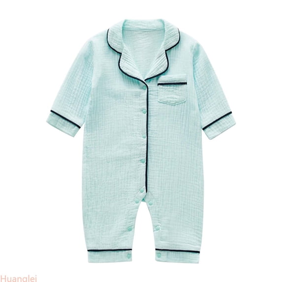 Huanglei Baby Girl Boy Pajamas Romper Button Up Pajamas Footie Pj's Jumpsuit Clothes ,0-3 Months ,Blue