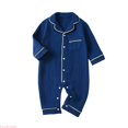 thumbnail image 1 of Huanglei Baby Girl Boy Pajamas Romper Button Up Pajamas Footie Pj's Jumpsuit Clothes ,0-3 Months ,Blue, 1 of 4