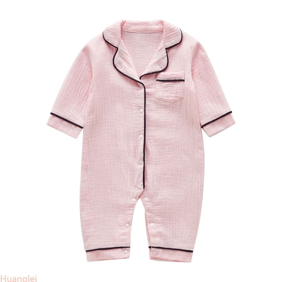 Huanglei Baby Girl Boy Pajamas Romper Button Up Pajamas Footie Pj's Jumpsuit Clothes ,0-3 Months ,Pink