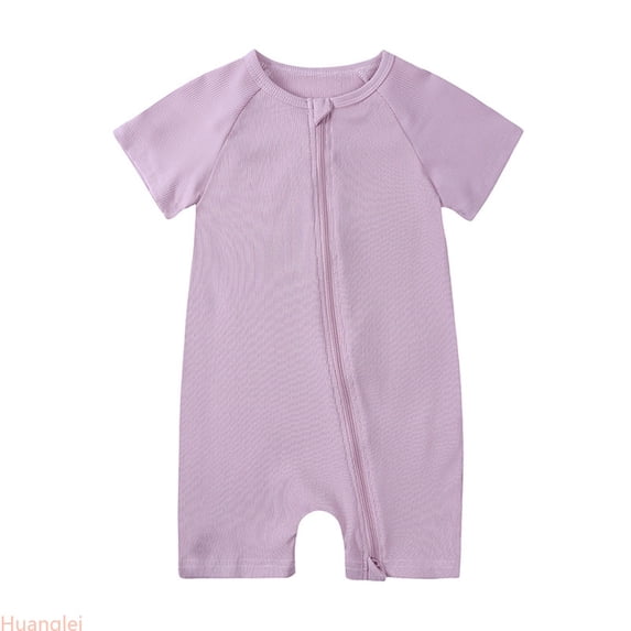 Huanglei Baby Girls Boys Rompers Pajamas Zipper Short Sleeve Sleeper Jumpsuit ,6-9 Months ,Purple