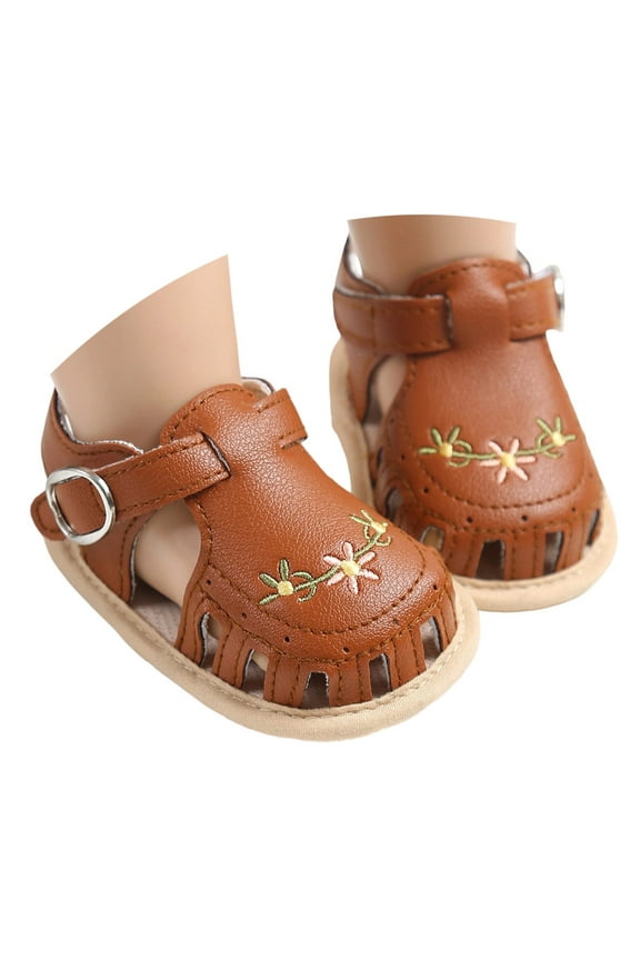 Baby Sandals For Infants Soft Sole Breathable Summer Casual Shoes With Floral Embroidery For Boys And Girls 0 18 Months