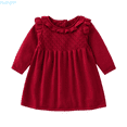 thumbnail image 1 of Huanglei Babys Kids Toddler Girls Solid Knit Sweater Spring Winter Long Sleeve Thick Princess Dress Clothes Girl's Crewneck Sweaters, 1 of 3