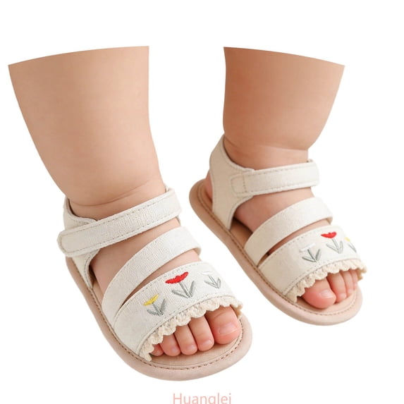 Huanglei Babys Sandals Open Toe ,4 Infant ,White