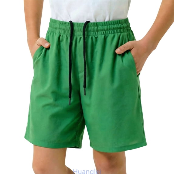 Huanglei Boys Athletic Shorts Elastic Waistband Breathable Mesh Running Gym Basketball Workout Shorts Boys Sweatpants Joggers ,10-11 Years ,Green