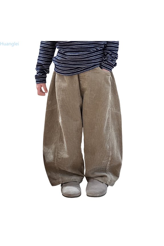 Boys Casual Corduroy Pants Soft Comfortable Loose Fit Kids Trousers Fine Texture Korean Style Childrens Wear Toddler Boy Pants