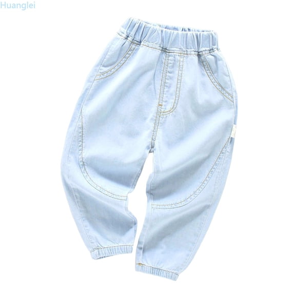 Huanglei Boys Casual Pants Elastic Waist Joggers For Toddlers Kids 2 7 Years Spring Summer Comfortable Pure Color Tapered Leg Long Pants For Daily Wear With Sneakers Boys Joggers Pants