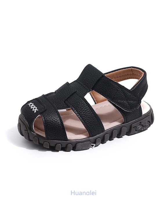 Boys Closed Toe Sport Sandals For Outdoor Play Beach Walking Casual Kids Water Shoes With Protective Design , Size 12 ,Black