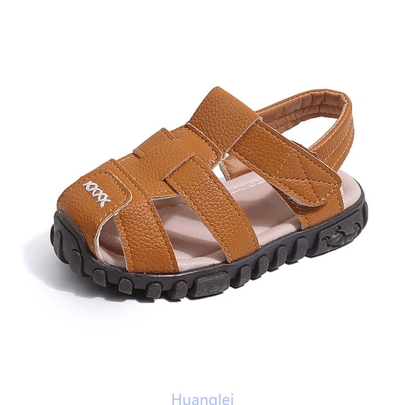 Huanglei Boys Closed Toe Sport Sandals For Outdoor Play Beach Walking Casual Kids Water Shoes With Protective Design , Size 7 ,Yellow
