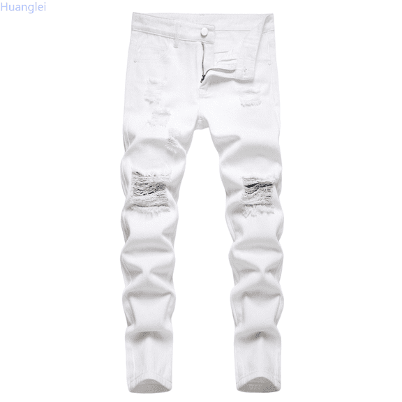 Huanglei Boys Distressed Jeans High Street Fashion Casual Long Pants For Kids Comfortable Stretch Denim Trousers Spring Autumn Boys Sweatpants Joggers 14-16 Years