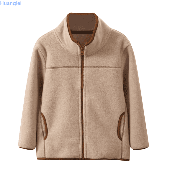 Huanglei Boys Fleece Jacket For Autumn And Winter Warm Stand Collar Zipper Pockets Comfortable Casual Outerwear Coats For Kids Youth Children Down Outdoor Coats 3-4 Years