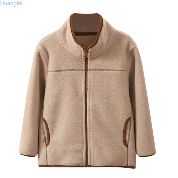 Huanglei Boys Fleece Jacket For Autumn And Winter Warm Stand Collar Zipper Pockets Comfortable Casual Outerwear Coats For Kids Youth Children Water-Resistant Coats 13-14 Years