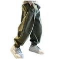 thumbnail image 1 of Huanglei Boys Kids Personality Casual Cargo Pants Solid Color Loose Sweatpants Trousers For Sports Activewear, 1 of 9