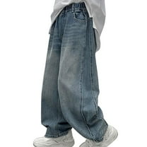 Huanglei Boys' Loose Pants Wide Leg Baggy Jeans Elastic Waist Denim Pants Casual Trousers With Pockets