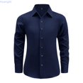 thumbnail image 1 of Huanglei Boys Navy Blue Long Sleeve Button Down Collared Shirt (Dark Blue), 1 of 4