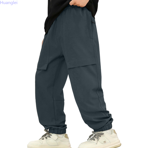 Huanglei Boys Outdoor Hiking Pants Windproof Snow Trousers For Kids With Reinforced Knees Pocket Cargo Design For All Seasons Adventure Toddler Boy Pants 9-10 Years