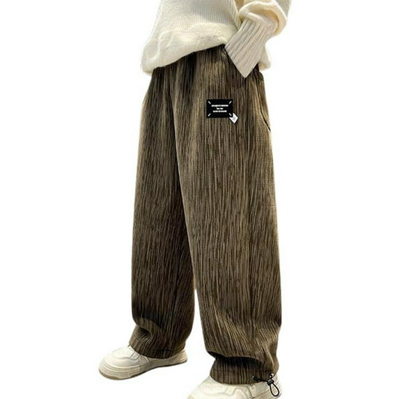 Huanglei Boys Pants Drawstring Elastic Sweatpants Active Joggers Fleece Warm Sweatpants For Kids