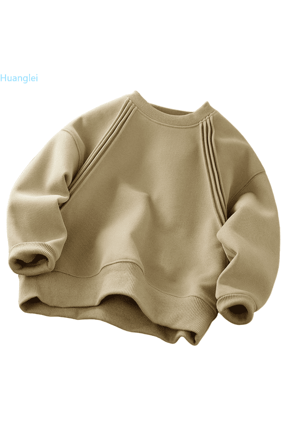 Boys Solid Color Long Sleeve Crewneck Sweatshirt Korean Style Loose Fit Casual Pullover Hoodie For Kids Youth Children Outerwear Kids Long Sleeve Sweatshirts