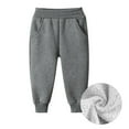 thumbnail image 1 of Huanglei Boys Thermal Fleece Pants Winter Warm Solid Color Joggers Casual Sports Trousers For Kids Toddler Youth Comfortable, 1 of 6