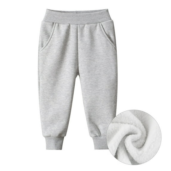 Huanglei Boys Thermal Fleece Pants Winter Warm Solid Color Joggers Casual Sports Trousers For Kids Toddler Youth Comfortable