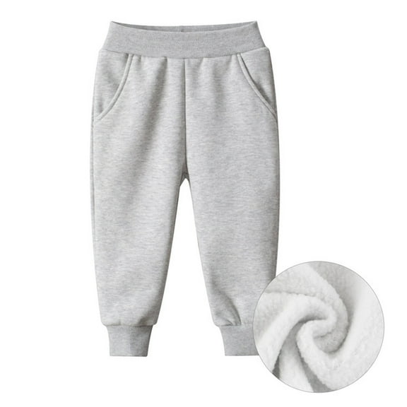 Huanglei Boys Thermal Fleece Pants Winter Warm Solid Color Joggers Casual Sports Trousers For Kids Toddler Youth Comfortable