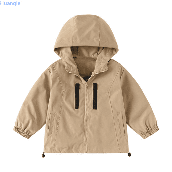 Huanglei Boys Windbreaker Jacket For Kids Lightweight Hooded Zipper Coat Outdoor Casual School Jacket For Boys Age 2 To 13 Years Boys' Outerwear Jackets 10-11 Years