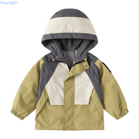 Huanglei Boys Windbreaker Jacket For Kids Lightweight Hooded Zipper Coat Outdoor Casual School Jacket For Boys Age 2 To 13 Years Boys' Outerwear Jackets 4-5 Years