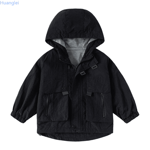 Huanglei Boys Windbreaker Jacket For Kids Lightweight Hooded Zipper Coat Outdoor Casual School Jacket For Boys Age 2 To 13 Years Kids Leather Jacke 8-9 Years