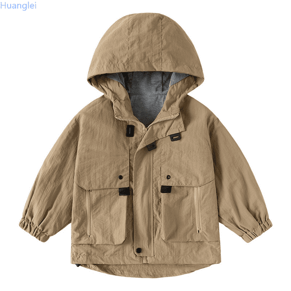Huanglei Boys Windbreaker Jacket For Kids Lightweight Hooded Zipper Coat Outdoor Casual School Jacket For Boys Age 2 To 13 Years Water-Resistant Coats 10-11 Years