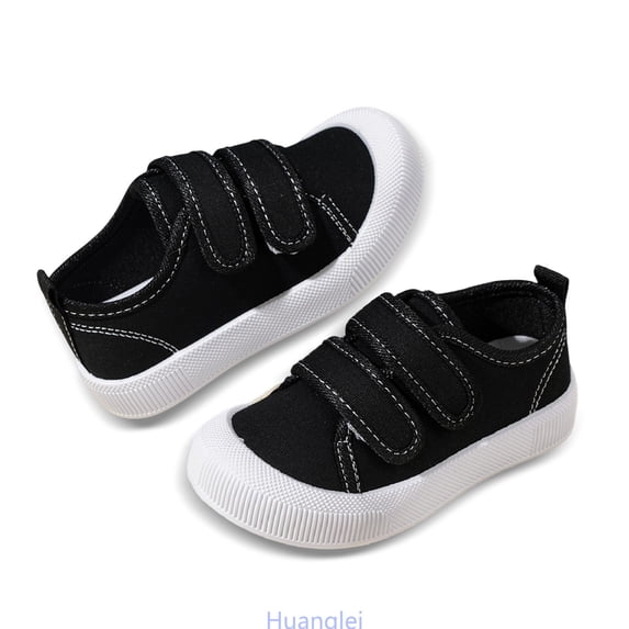 Huanglei Breathable Kids Casual Sneakers Wide Toe Barefoot Feel Lightweight Walking Shoes For Boys Play , Size 6.5 ,Black