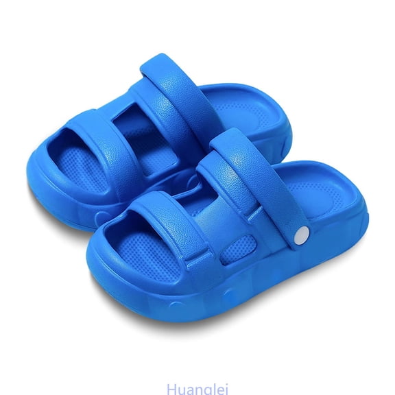 Huanglei Breathable Outdoor Closed Toe Sport Sandals For Big Girls able Solid Color Casual Beach Slide Shoes , Size 15.5 ,Blue