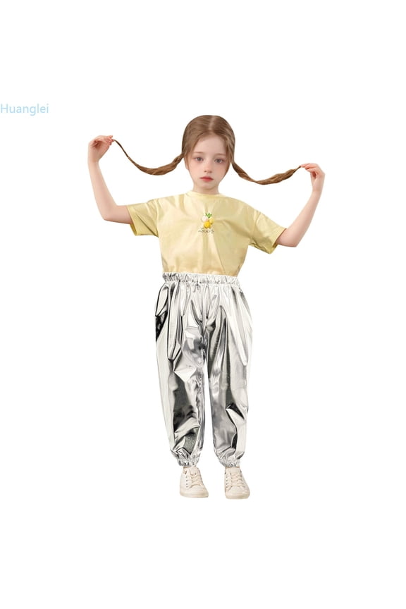 Bronzed Bright Straight Pants Children's Stretch Dance Closing Pants Kids Dress Pants