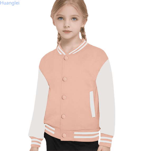 Huanglei Child Boys Girls Autumn Winter Keep Warm Long Sleeved Color Block Baseball Coat Top Clothes Kids Cute Coat 10-12 Years