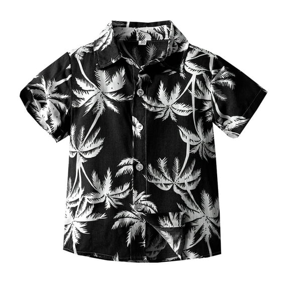 Huanglei Child Toddler Boys Girls Short Sleeve Summer Casual Gentleman Tops Hawaii Beach Holiday Floral Shirts T Shirt Boys' Graphic Tees Breathable Trendy Tops