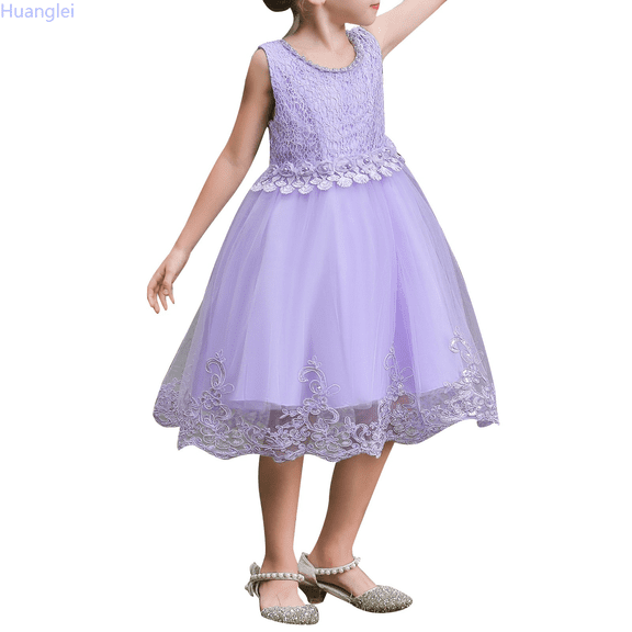 Huanglei Children Flower Girl Lace Wedding Party Formal Long Gown Dress Dress Girls 2-3 Years
