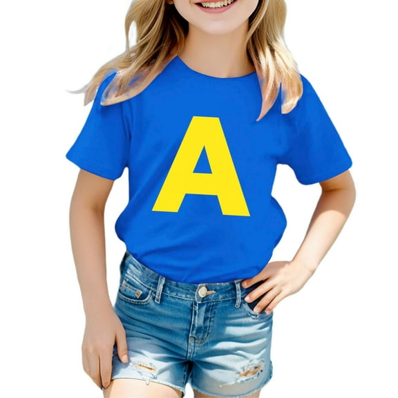 Huanglei Children's Fashion Letter Printed T Shirt Casual And Comfortable Top For Boys And Girls Girls' Graphic Tees Breathable Trendy Tops