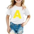 thumbnail image 1 of Huanglei Children's Fashion Letter Printed T Shirt Casual And Comfortable Top For Boys And Girls Girls' Graphic Tees Breathable Trendy Tops, 1 of 4