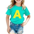 thumbnail image 1 of Huanglei Children's Fashion Letter Printed T Shirt Casual And Comfortable Top For Boys And Girls Girls' Graphic Tees Breathable Trendy Tops, 1 of 4