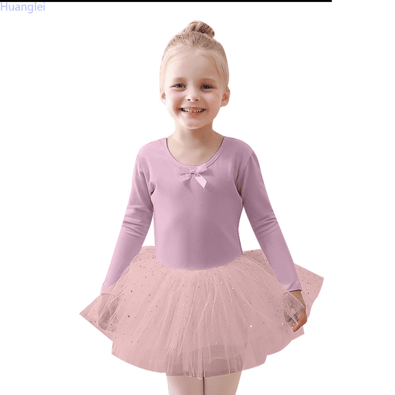 Huanglei Classical Ballet Practice Tutu Dress For Girls Dance Recital Performance Elegant Leotard Skirt Outfit For Ballerina Training Dress Girls 6-7 Years