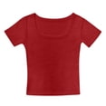 thumbnail image 1 of Huanglei Crop Tops For Girls Short Sleeve Shirt Girls Summer Tops Square Neck Slim Fit Tops Basic Tee Kids T-shirts Clothes ,12-13 years ,Red, 1 of 3