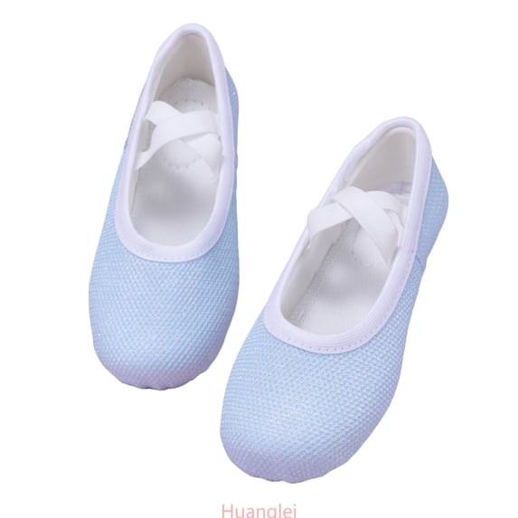 Huanglei Elegant Light Purple Girls Dance Shoes Sparkling Glitter Ballet Slippers For Performance Practice And Casual Wear Shoes for Girl,Size 12.5 /Little Kid/6.5-7 Years/Blue