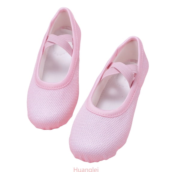Huanglei Elegant Light Purple Girls Dance Shoes Sparkling Glitter Ballet Slippers For Performance Practice And Casual Wear Shoes for Girl,Size 13 /Little Kid/7.5-8 Years/Pink