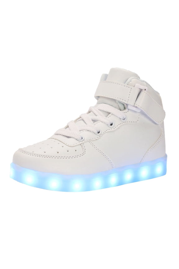 Fashion Children Girls Sports Shoes Flat Thick Bottom Lightweight Non SlipLuminous Flashing Trainers Shoes With LED Lights USB Charging Lace Up Shoes