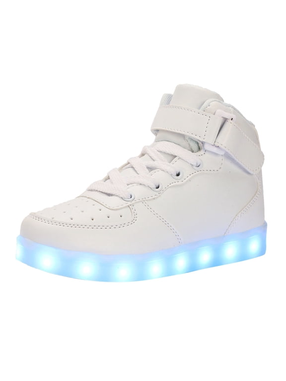 Fashion Children Girls Sports Shoes Flat Thick Bottom Lightweight Non SlipLuminous Flashing Trainers Shoes With LED Lights USB Charging Lace Up Shoes