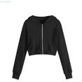 thumbnail image 1 of Huanglei Fashionable Girls' Hooded Zip Up Long Sleeve Sweatshirt With Drawstring For Active Wear Crewneck Sweatshirt, 1 of 5