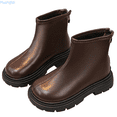 thumbnail image 1 of Huanglei Fashionable Girls Mid Calf Boots Comfortable Winter Footwear For Teen Youth Casual Wear Durable Leather Design Side Zipper Shoes 8.5-9 Years, 1 of 9