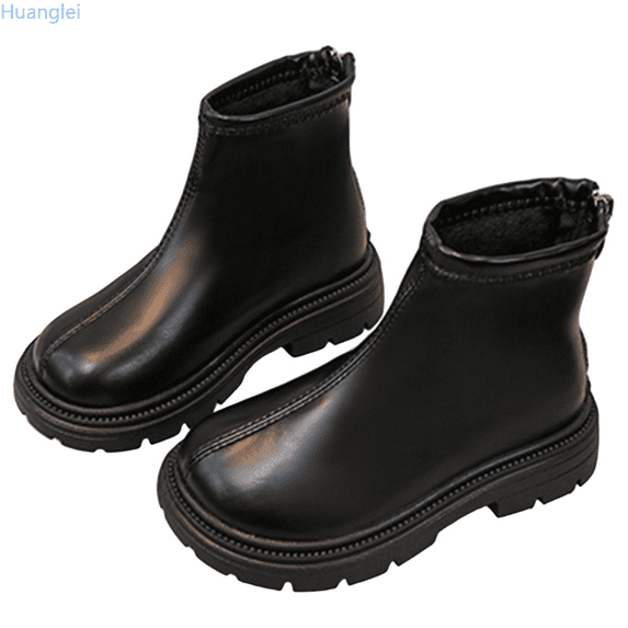Huanglei Fashionable Girls Mid Calf Boots Comfortable Winter Footwear For Teen Youth Casual Wear Durable Leather Design Cowgirl Boots for Girls 3.5-4 Years