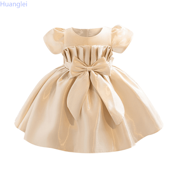 Huanglei Girl Bowknot Tutu Dress For Kids Baby Wedding Bridesmaid Birthday Party Pageant Baptism Dresses Flower Girls Dress 2-3 Years