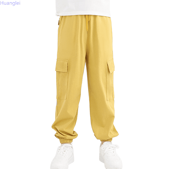 Huanglei Girls' Autumn Style Leggings Pants Sports Elastic Children's Pants Baby's Boys Pants Lightweight Pants 13-14 Years