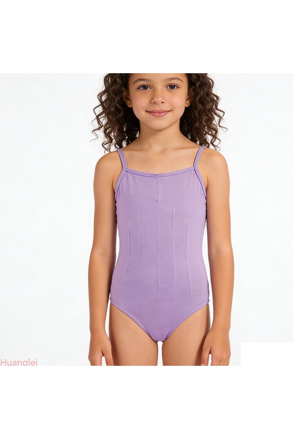 Girls Backless Tank Leotard For Ballet Dance Performance Gymnastics Practice And形体 Exam Stretchable Comfort Fit ,5-6 Years ,Purple